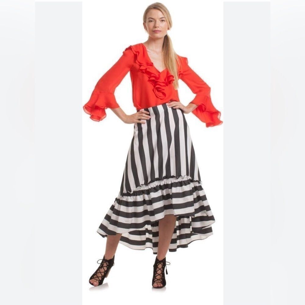 Trina Turk Rosamund Skirt Black & White Striped Size 6
